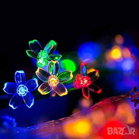 Многоцветни коледни LED лампички с цветя с щепсел , снимка 6 - Други - 52062488