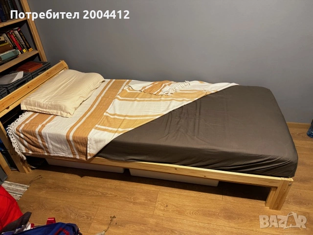 Единично легло с матрак от IKEA – сглобено, неизползвано, снимка 5 - Спални и легла - 53753252