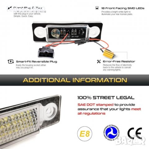 Лед плафони регистрационен номер VW - Seat - Ford, снимка 3 - Аксесоари и консумативи - 34516734