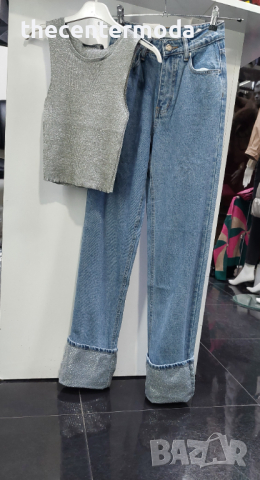 Дамски дънки с камъни, снимка 2 - Дънки - 44728854