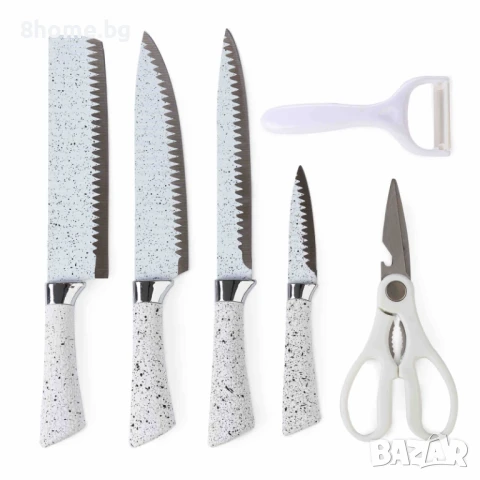 Kухненски ножове комплект 4бр + Ножица и Белачка за зеленчуци, снимка 1