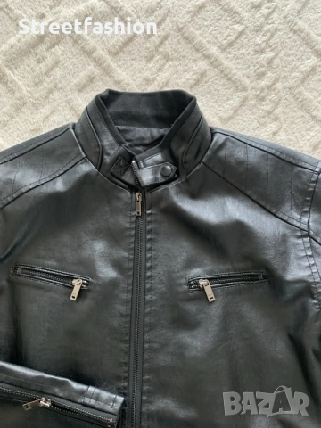 Мъжко кожено яке XL, снимка 3 - Якета - 56224059