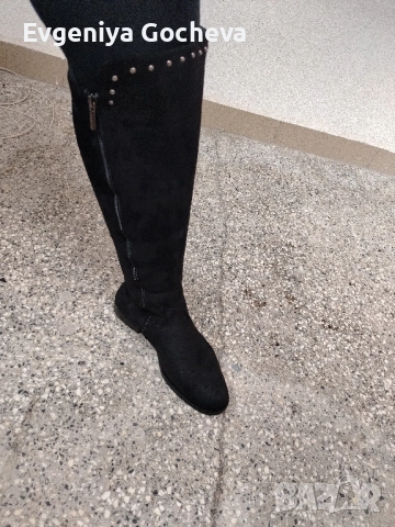 високи чизми 39 номер черно ниска платформа , снимка 3 - Дамски ботуши - 52287620