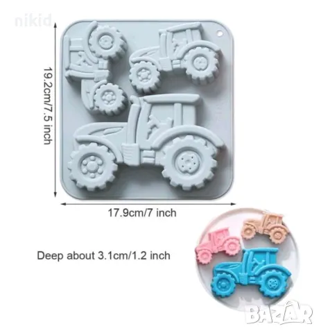 3 размера голям Трактор дълбок силиконов молд форма фондан шоколад гипс смола декор, снимка 4 - Форми - 48015928