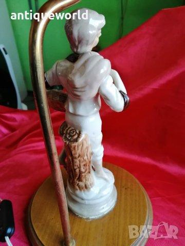 Стара Настолна Френска Лампа с Порцеланова Фигура, снимка 5 - Антикварни и старинни предмети - 39788453