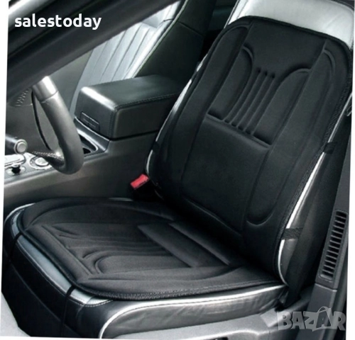 Калъф за седалка с нагревател, Постелка за предна седалка с подгрев за автомобила, черна, 12V 