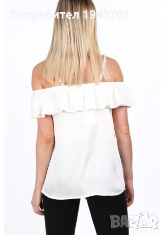 Дамска блуза с паднали ръкави в цвят крем MP28742, снимка 2 - Корсети, бюстиета, топове - 48119112