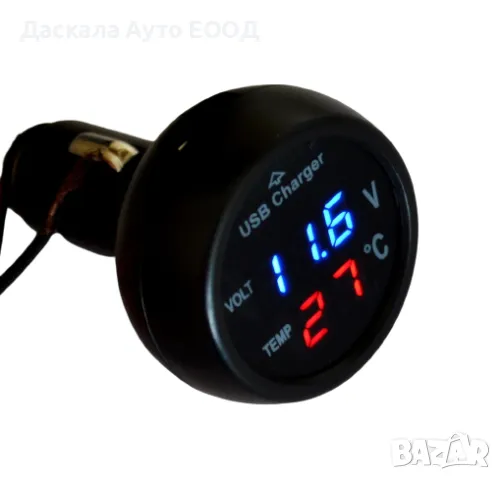 1бр. USB зарядно с термометър и волтметър 12-24V, снимка 1 - Аксесоари и консумативи - 48591038