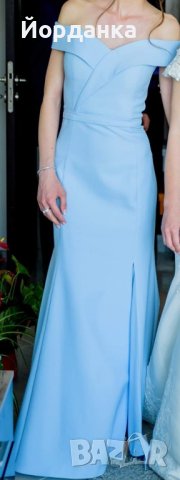 Дълга елегантна рокля в небесно синьо ,XS-S , снимка 3 - Рокли - 40529502