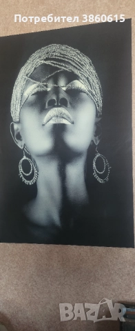 Silver Afro - Луксозна светеща картина , снимка 1