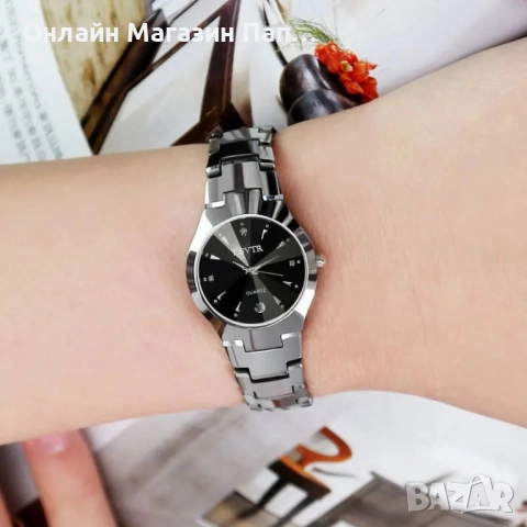 YIKAZE Луксозен дамски кварцов часовник от волфрамова стомана с дата, снимка 3 - Дамски - 52906958