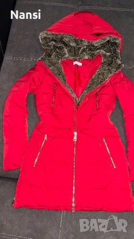 Прекрасно яке на Motivi с топла подвижна качулка в красив червен цвят, снимка 14 - Якета - 53224066