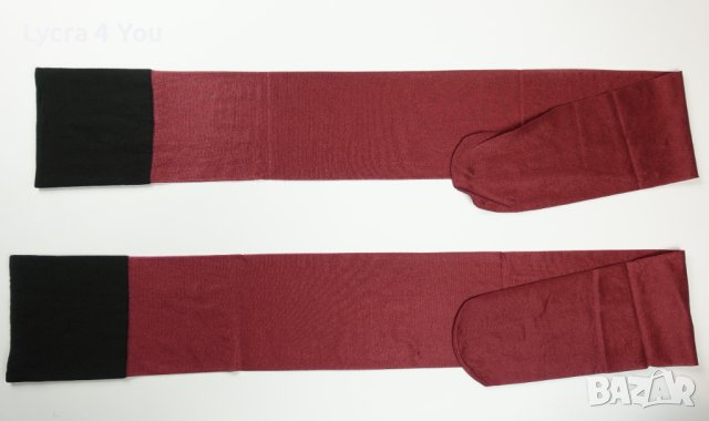 L нови винено червени чорапи с ликра и черна лента, снимка 4 - Бельо - 44340441