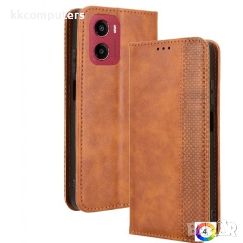 Motorola Moto G05 4G / E15 4G Retro Texture Wallet Калъф и Протектор, снимка 4 - Калъфи, кейсове - 52674093