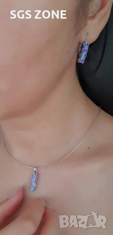 Висулка със естествен танзанит , снимка 3 - Колиета, медальони, синджири - 53024258