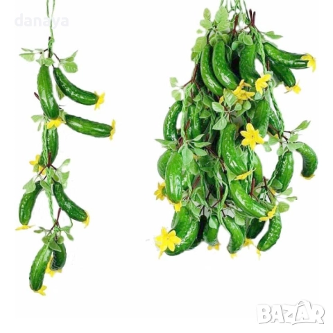 6089 Изкуствени корнишони на връзка декоративни краставици, 60 см, снимка 3 - Декорация за дома - 51721588