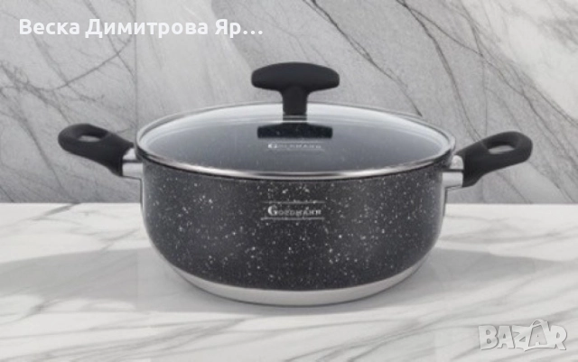 Тенджера Goldmann, Алуминий, Мрам. покр., Черен, снимка 2 - Съдове за готвене - 51462643