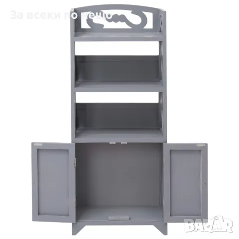 Шкаф за баня, сив, 46x24x116 см, дърво от пауловния, снимка 6 - Шкафове - 48748439