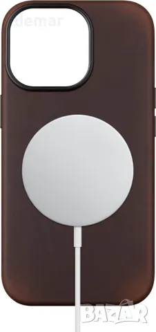 Кожен калъф maogoam за iPhone 16 Plus 6,7 инча, съвместим с MagSafe, метални бутони, тъмнокафяв, снимка 4 - Калъфи, кейсове - 49114725