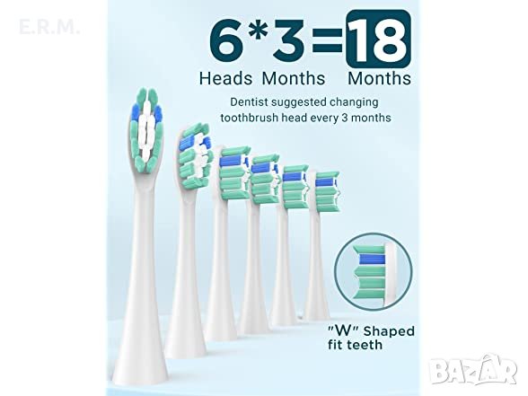 Звукова електрическа четка за зъби за възрастни и деца - PHYLIAN PRO Акумулаторна с 6 глави, снимка 7 - Други - 41809113