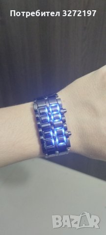 Моден черен изцяло метален дигитален лава ръчен часовник Мъжки син LED дисплей , снимка 9 - Мъжки - 40954082
