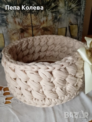 Ръчно плетен панер, снимка 4 - Декорация за дома - 53437859
