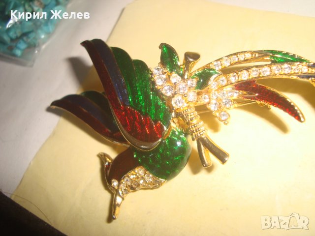 ПОЗЛАТЕНА КРИСТАЛНА ЕМАЙЛИРАНА БРОШКА ПАПАГАЛ ФИГУРКА БРОНЗ МНОГО КРАСИВА АРТ НУВО СТИЛ 26652, снимка 15 - Други - 34792432