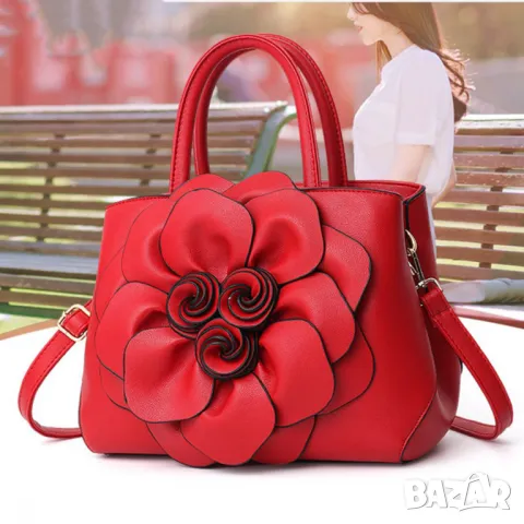 Дамска чанта 3D Flowers Red, снимка 2 - Чанти - 47924519