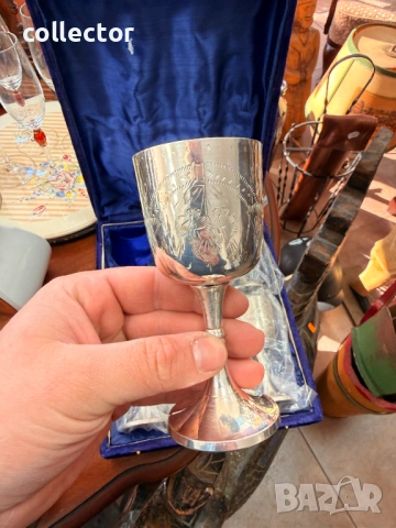 Комплект от шест посребрени чаши / бокал. №7852, снимка 7 - Антикварни и старинни предмети - 53444272