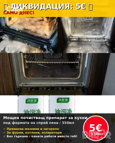 Мощен почистващ препарат за кухни под формата на спрей пяна / 550мл