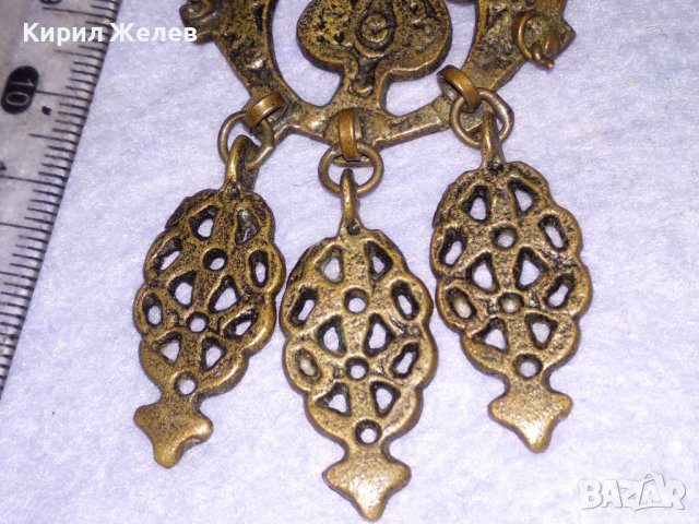 СТАРИННА ВЪЗРОЖДЕНСКА АЖУРНА БОРНЗОВА ОРНАМЕНТИРАНА РЕТРО БРОШКА РЯДКА РЪЧНА ИЗРАБОТКА 38671, снимка 13 - Антикварни и старинни предмети - 41622838