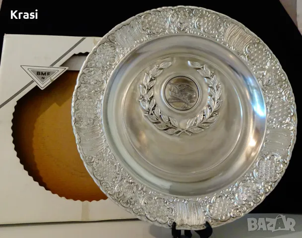 Калаена чиния,пано,калаена сватба,1 кг.,31 см.,гравиране. 