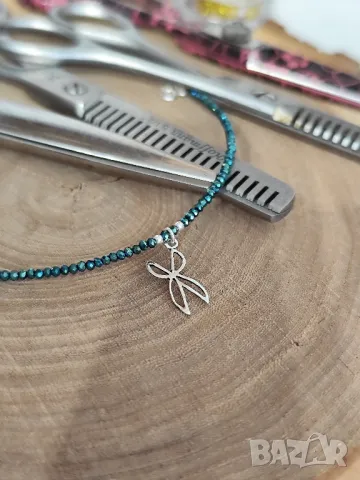 Дамска сребърна гривна с елемент ножица, снимка 5 - Гривни - 47403629