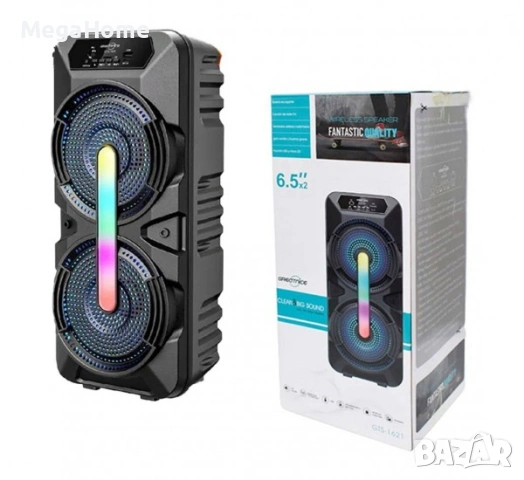 Преносима Активна Двойна Тонколона GTS 2x6,5" с вграден усилвател, Микрофон, Bluetooth, 30W, снимка 3 - Тонколони - 53104433
