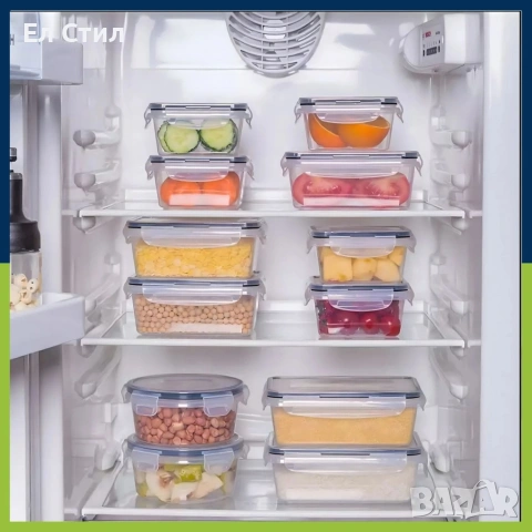 Комплект от 12 кутии за храна за обяд – пластмасови контейнери с капаци, снимка 6 - Кутии за храна - 53575071