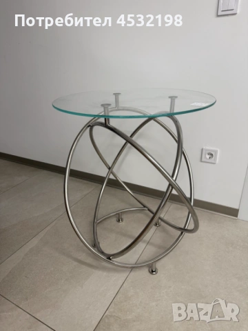 Стъклена кръгла маса, снимка 3 - Маси - 51010645