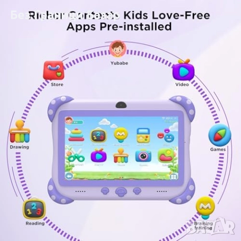 Нов Таблет за деца 7 инча с устойчив калъф, WiFi и двойна камера 32GB, снимка 4 - Образователни игри - 52544607