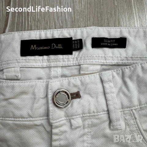 Дамски панталон Massimo Dutti слим бял размер 30, снимка 3 - Панталони - 53107189