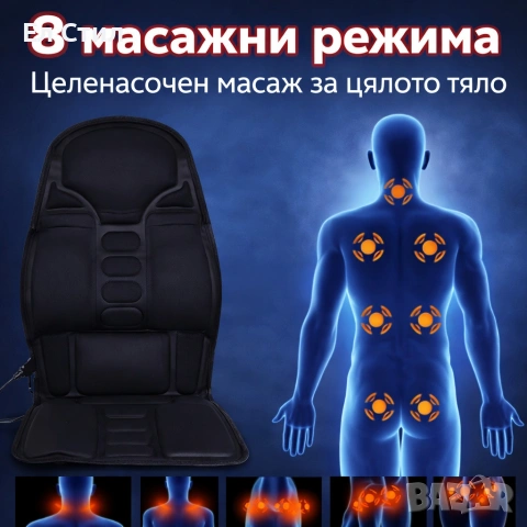 Масажна седалка с подгряване – комфорт и облекчение за тяло, което е уморено от седене, снимка 6 - Масажори - 53574294