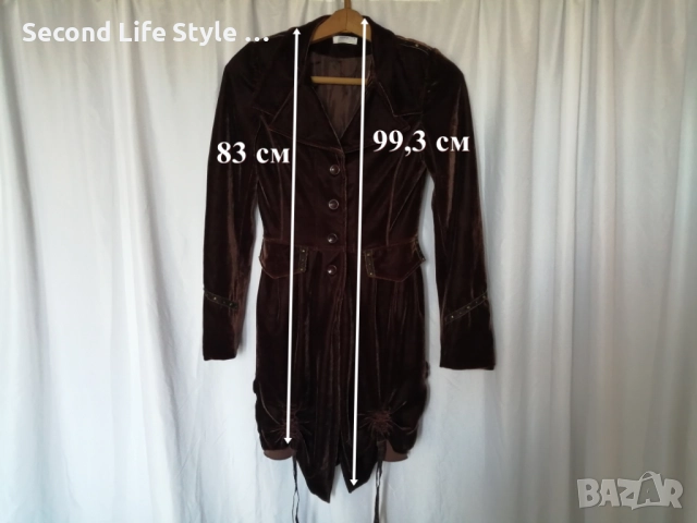 Стиймпънк дамска кадифена рокля/туника с капси и копчета р-р M, снимка 2 - Рокли - 52958780