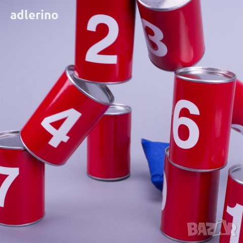 Забавна игра за малки и големи, Уцели кенчето, 10 кенчета, 3 сакчета, снимка 5 - Други игри - 34459237