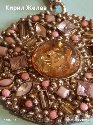 Красив медальон с РОЗОВ КВАРЦ стил поднесен аристократично 52223, снимка 6 - Колиета, медальони, синджири - 52570585