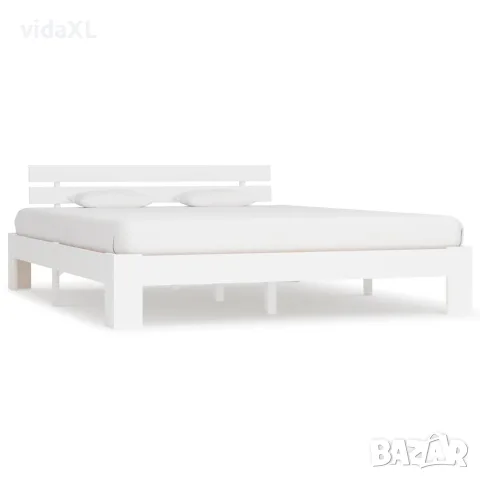 vidaXL Рамка за легло, бяла, бор масив, 160х200 см