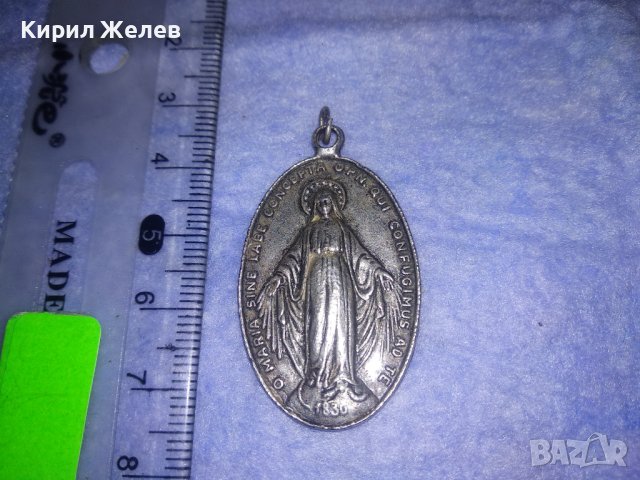 СТАРИННА ПОСРЕБРЕНА РИМОКАТОЛИЧЕСКА РЯДКА НАГРЪДНА ИКОНКА ДВУСТРАННА ИТАЛИЯ 34413, снимка 7 - Антикварни и старинни предмети - 39674746