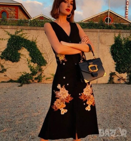 бродирана рокля от велур Coach размер S, снимка 14 - Рокли - 53181210