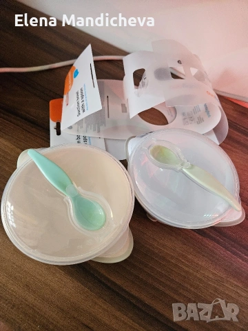 Купичка с вакуум капак и лъжица за бебе дете хранене захранване, снимка 3 - Прибори, съдове, шишета и биберони - 53660905