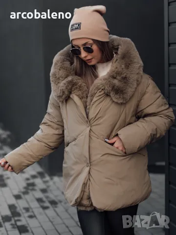 LUNAVI Дамско зимно яке ватирано с косъм, 3цвята , снимка 14 - Якета - 47488594