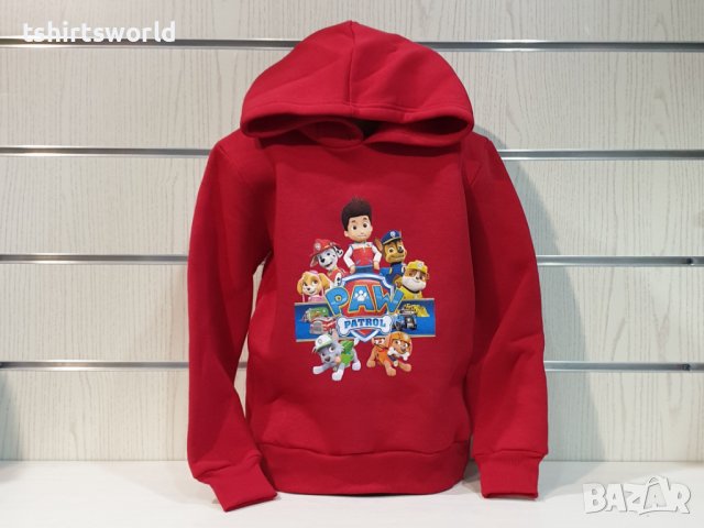 Нов детски суичър с дигитален печат на Paw Patrol (Пес патрул) в червен цвят, снимка 5 - Детски анцузи и суичери - 39173513