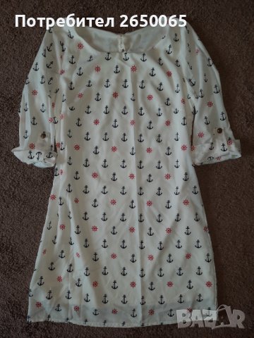 Нова бяла рокля с котви М размер!, снимка 4 - Рокли - 41016834