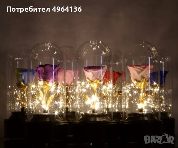 Вълшебна неувяхваща роза в стъкленица с LED светлина.